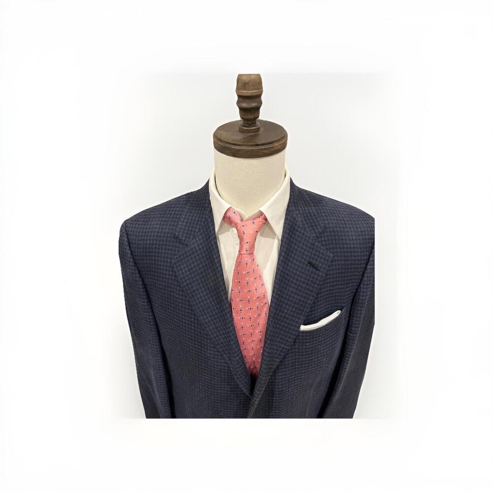 VTG HICKEY FREEMAN SILK WOOL BLUE PATTERN SPORT COAT 42R MADE USA VGC!